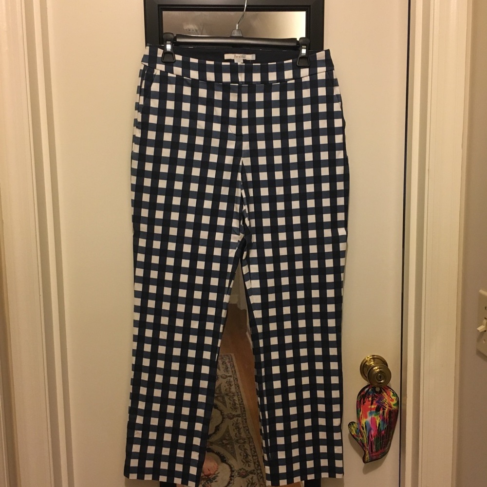 Boden Navy and White Gingham Straight Leg Pants